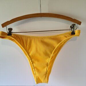 HOLLISTER RIBBED HIGH-LEG -CHEEKY BIKINI BOTTOM BUTTER YELLOW-- XL-NWT